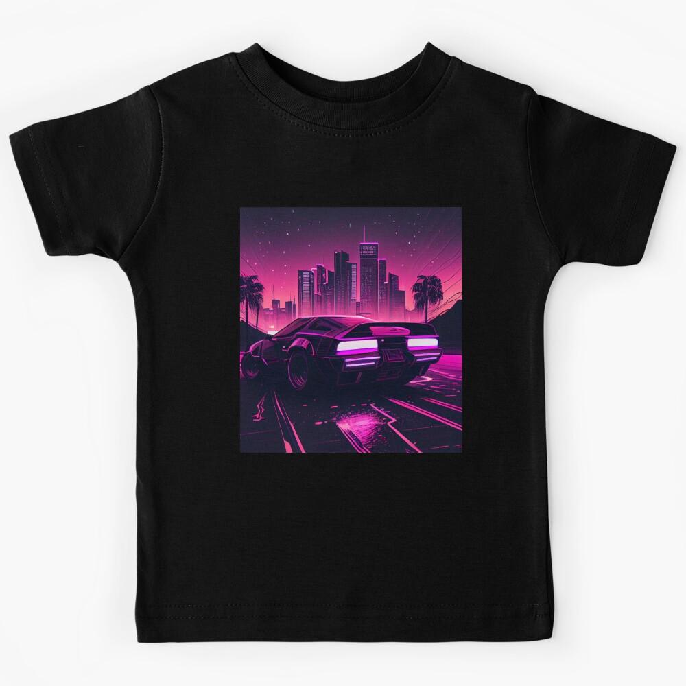 Electronic Dreams: A Synthwave Cityscape Kids T-Shirt 110