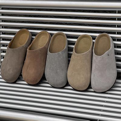 2025 nieuwe niche leer ronde neus retro een-pedaal luie tas hoofd half-sleep Muller slippers heren 45370-X