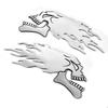 Motorbike Motorcycle Tank Car Sliver Flaming Skull 3D Gel Sticker Decal L/R Pair
