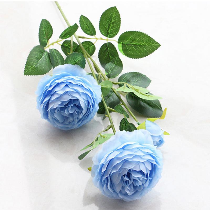 3 Heads Rose European Silk Artificial Peony Flower For Home Wedding Wall Decors