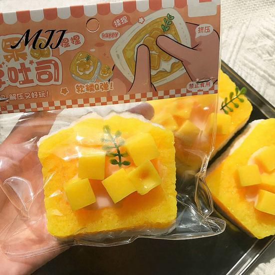 Soft Squeeze Toy Mango Toast Slow-Rising TPR Fidget for Stress Relief Realistic Food-Shaped Decompression Gadget Kids Adults Foam