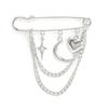 Metal Lapel Pin Five Pointed Star Tassel Brooch Vintage Star Brooch  Cloth Accessories