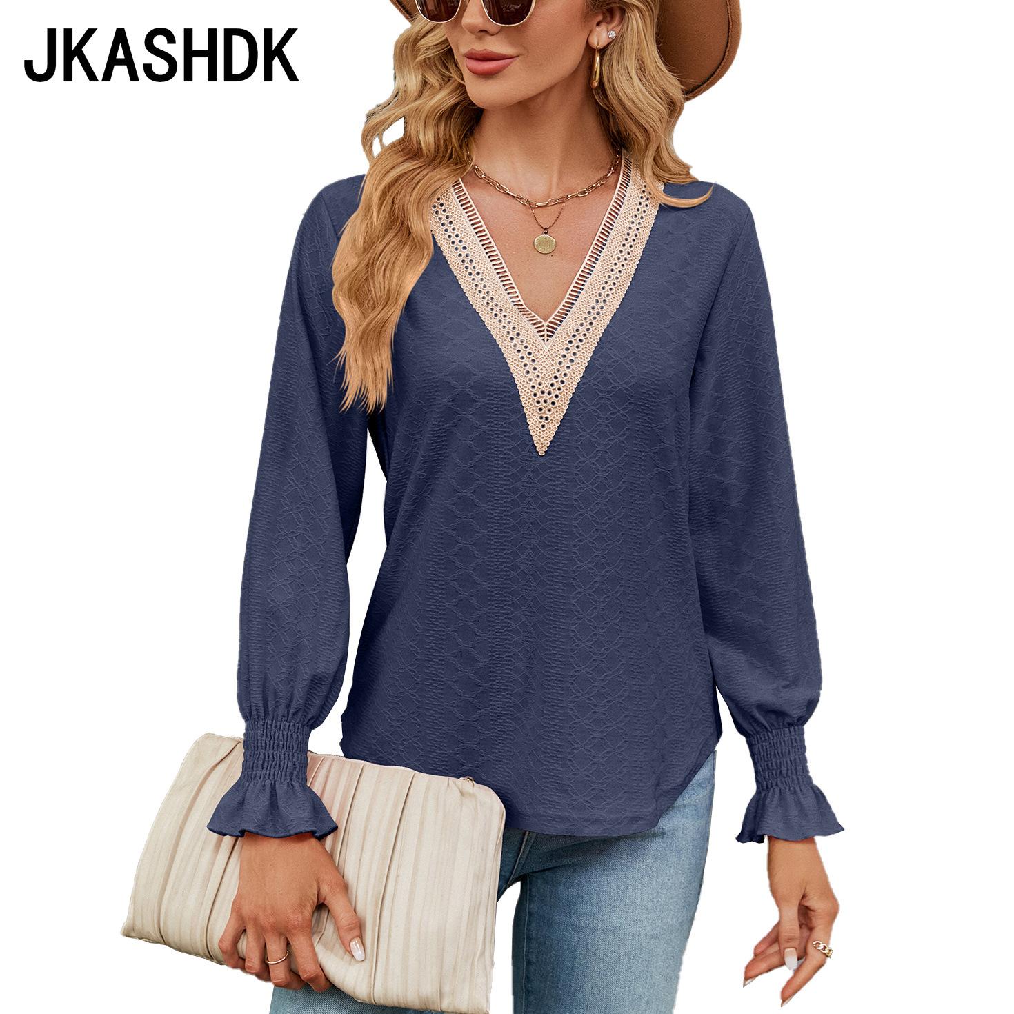 JKAASHDK женские модные повседневные однотонные принты весенне-осенние блузки и рубашки — фото 5