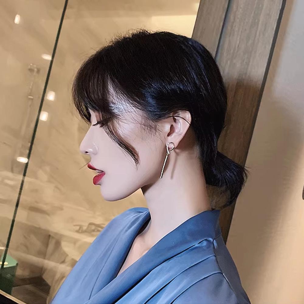 Korean Style Geometric Diamond Tassel Earrings - Versatile, Sweet, Fashionable, Long, and Niche Design