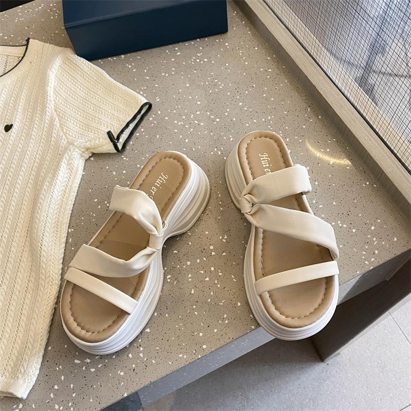 

Sweet wind slippers women s new letter double bow rhinestone one-word drag summer skirt wear beach sandals 40 бежевый