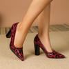 Women's High Chunky Block Closed Toe Heels Leopardprint Slip On Pointed Toe Work Dress Office Wedding Party Pumps Shoes for Women Block Heeled Shoes