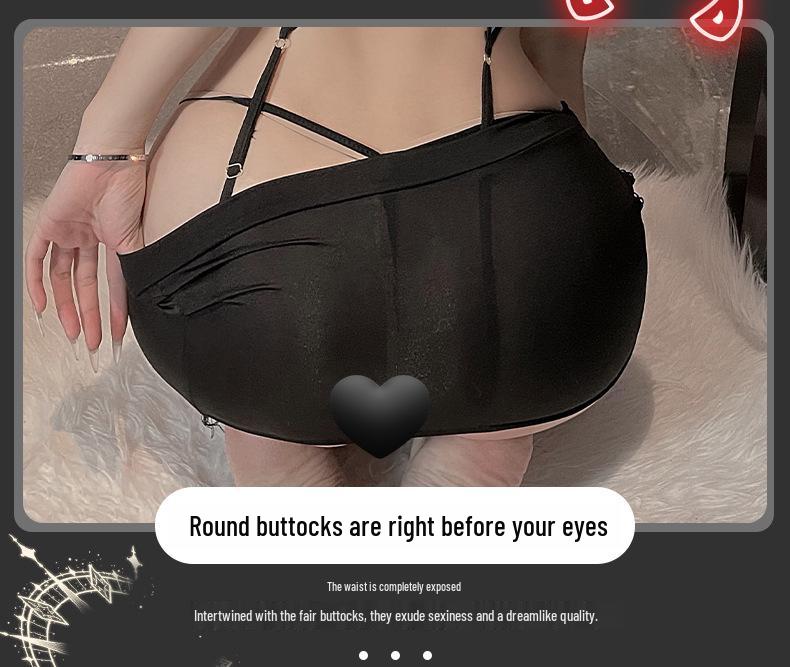 Policewoman Cosplay Lingerie: Sexy V-Neck One-Piece with Hollow Straps and Hip Skirt.