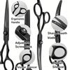6.5"Black Professional Dog Grooming Scissors Set Straight Scissor Curved Thinning Shear