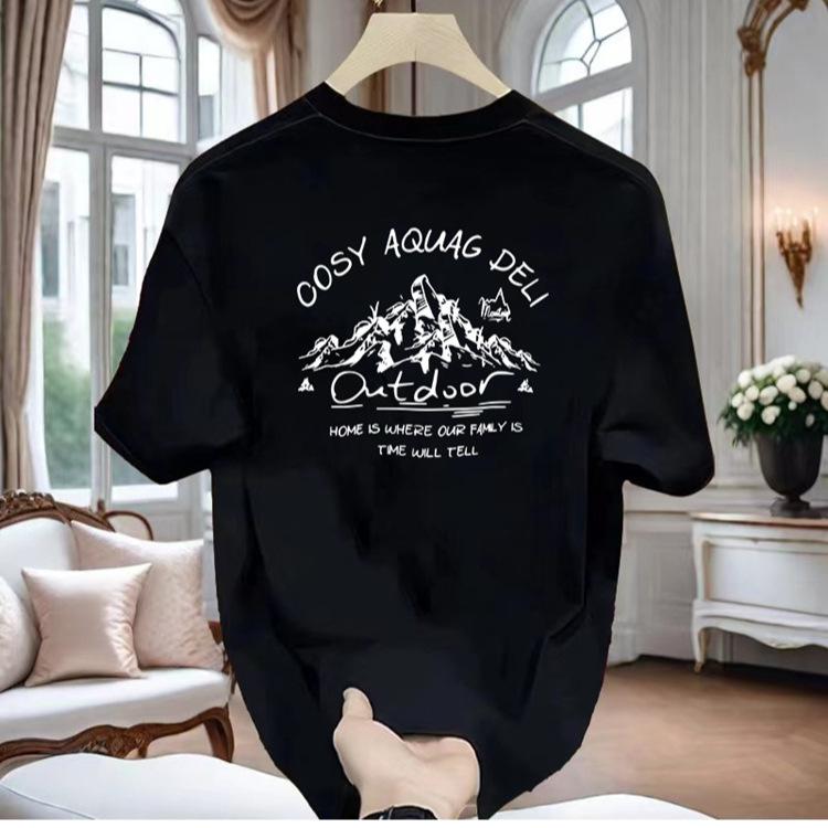 American Trendy Brand Pure Cotton Men'S Printed Short-Sleeved T-Shirt Trendy Men'S And Women'S Versatile Round Neck T-Shirt Men'S