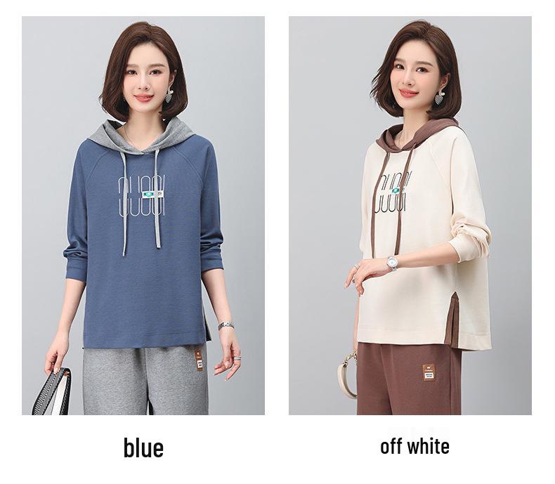 Mom's Casual Hooded Pullover for Women - Loose Fit, Spring/Fall 2024 Trend
