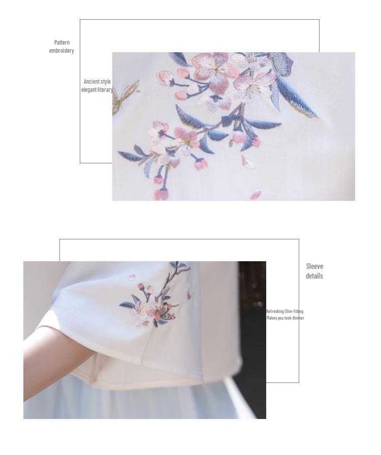 Chinese Retro Embroidered Stand-Up Collar Tang Suit Hanfu Top