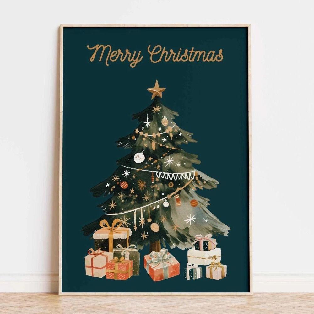 Vintage Christmas Metal Wall Decoration, Holiday Sticker Sign