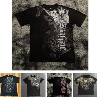 European and American Men's Summer Skull Print Comfortable and Round Neck T-shirt Outdoor Street Fashion Top