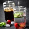 Szkło żaroodporne biurowa filiżanka do herbaty kreatywny przezroczysty kubek do kawy z pokrywką i słomką do mleka domowego kubek do soku Travel Drinkware