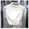 Autumn Winter Half High Collar Velvet Bottomed T-shirt Women Long Sleeve Solid Color All-match Pullover Top Tee
