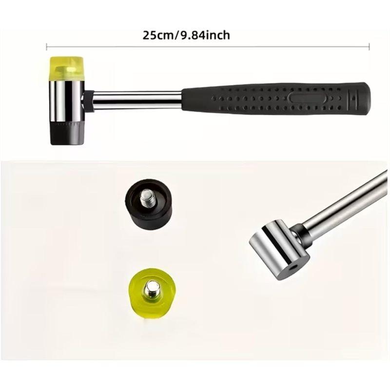 AEE4-Mini Soft Rubber Hammer Hammer Hardware Tool Multifunctional Removable Double End Steel Pipe Handle Installation Hammer