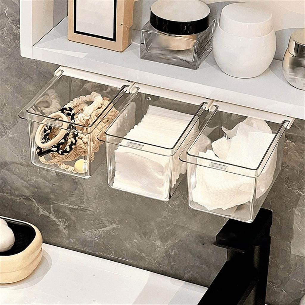 See-through Drawer Storage for Bathroom Placement Under Cabinet Plastic Cosmetic Holder