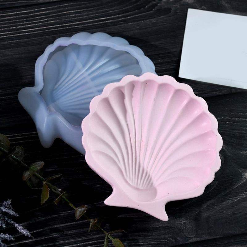 Snadno vyjímatelná silikonová forma na podnos s designem mušlí Silikonová forma na podnos s mušlemi pro umělecké domácí dekorace, řemeslnou výrobu