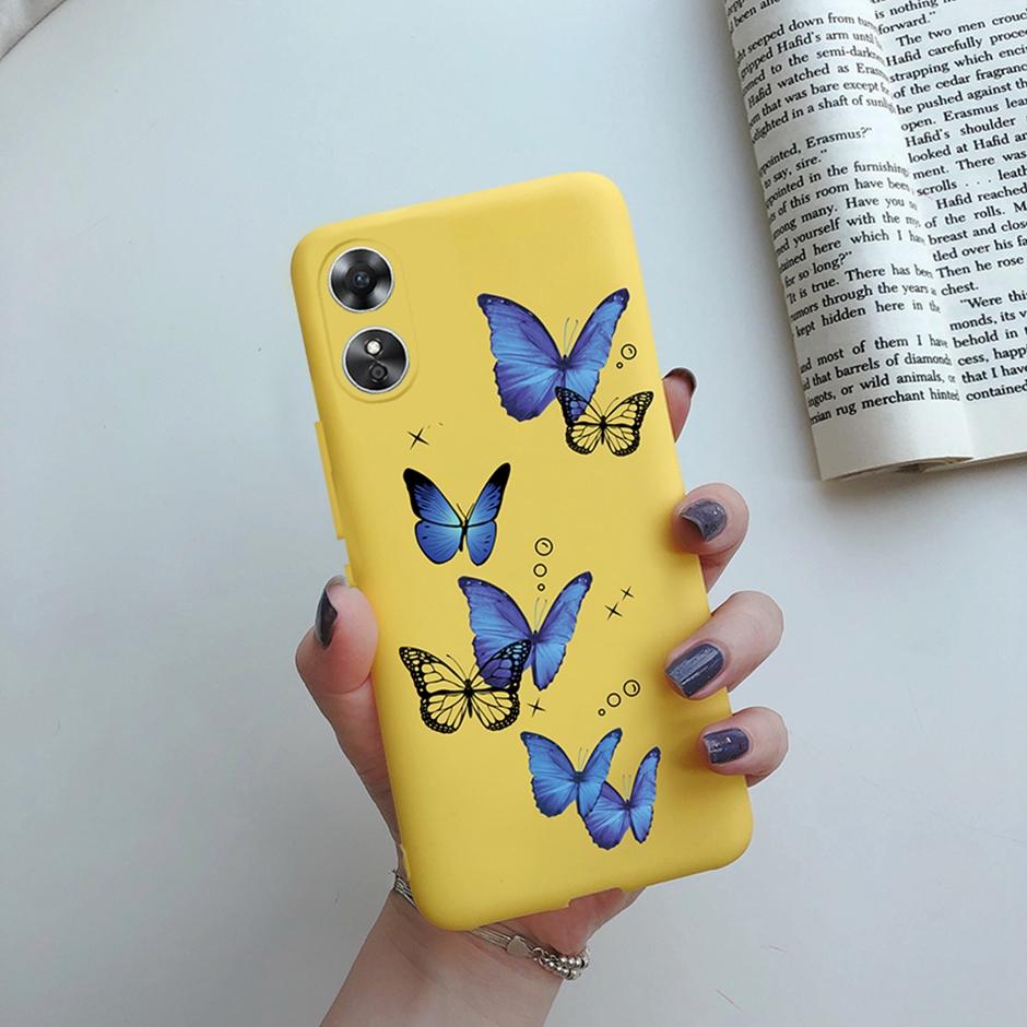 For OPPO A17 Phone Case CPH2477 Flower Butterfly Casing TPU Soft Silicone Back Cover for Oppo A17 A 17 Shell OppoA17 Bumper Capa