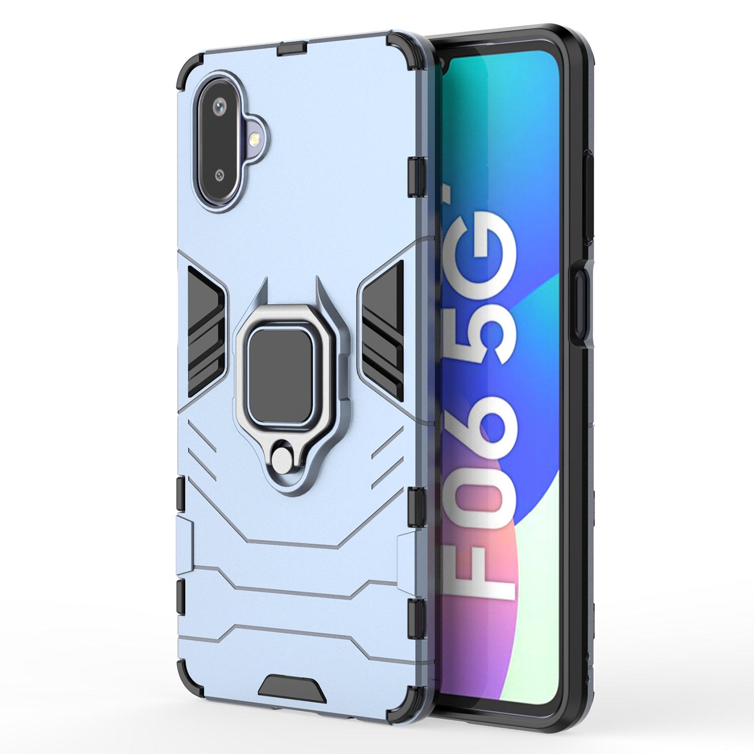 

For Samsung Galaxy F06 5G/M06 5G Case PC+TPU Protective Phone Cover with Ring Kickstand Blue