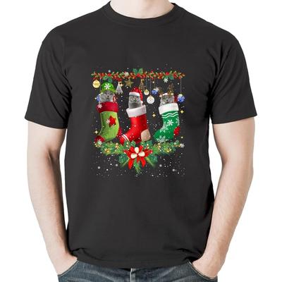 Britisch Kurzhaar Katzen in Weihnachtsstrumpf Katzenliebhaber Langarm T-Shirt Sweatshirt Hoodie Tanktop für Männer Frauen Kinder Schwarz