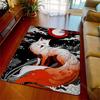 White Fox Red Moon Night Forest Mystical Print Carpet for Living Room Bedroom Sofa Home Decor Non-slip Mat Luxury Gift
