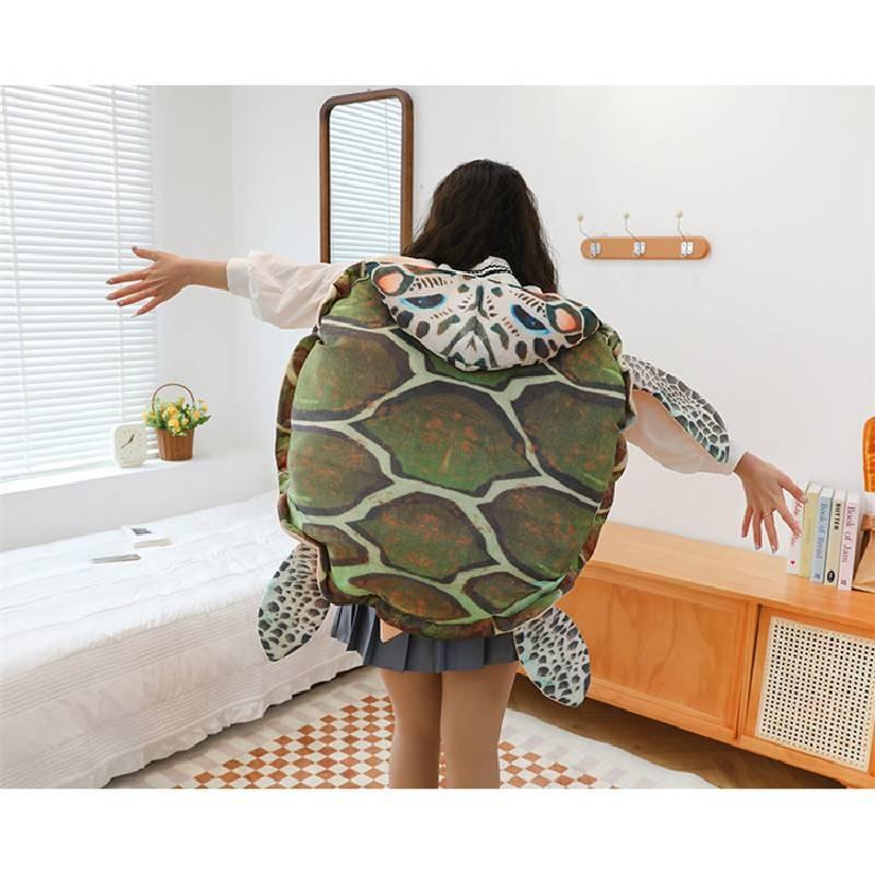 Almofada de Pelúcia Casco de Tartaruga Única e Adorável, Brinquedo de Pelúcia Vestível para Relaxamento Aconchegante
