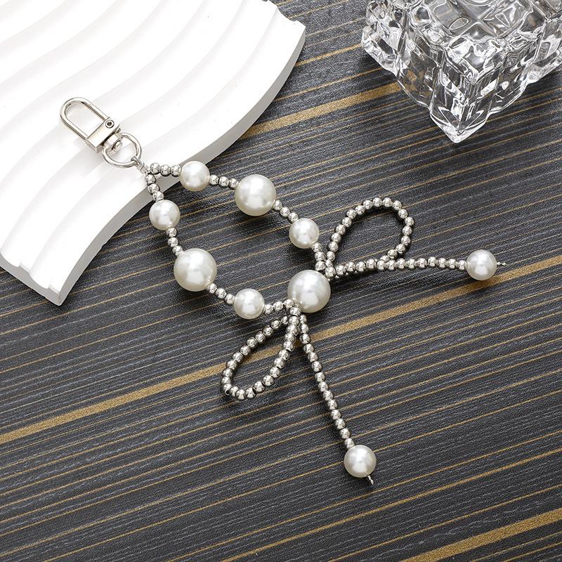 New Pearl Bow Beaded Pendant Phone Case Charm Wrist Strap Lanyard