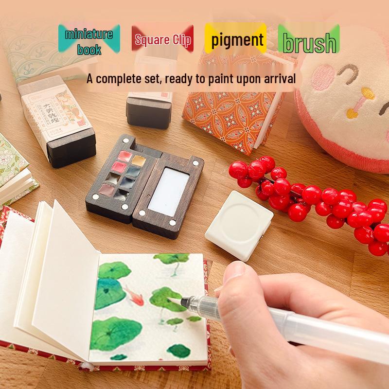 Feile Bird Chinese Style Wooden Box 15-Color Watercolor Set with Sanxingdui Dunhuang Solid Palette