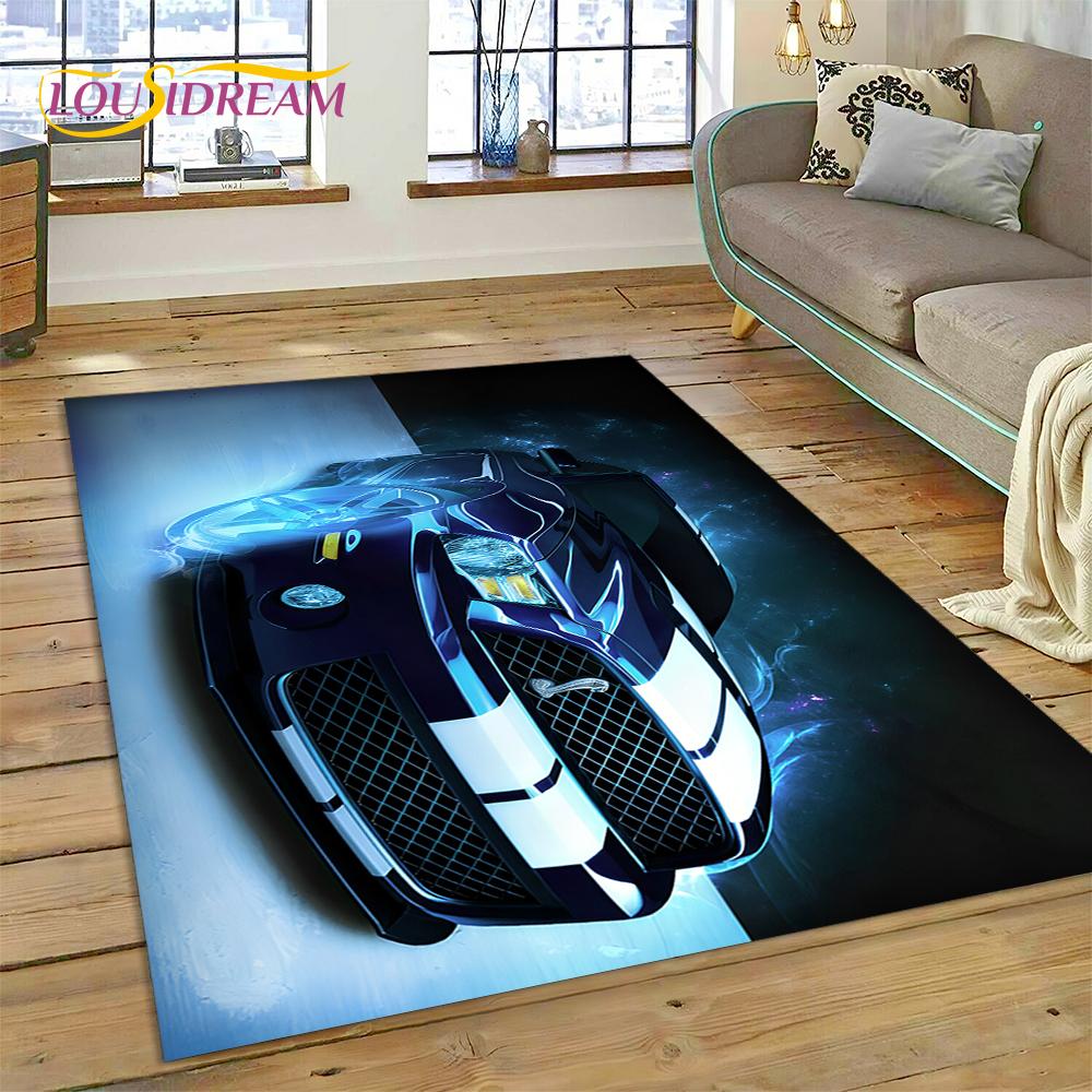 Classics 3D F-Ford GTR Mustang Car Rug Carpet for Living Room Bedroom Home Decor,Floor Mat Non-slip Decoration for Sofa Doormat