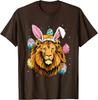 Lion Wearing Easter Bunny Ears Graphic Tee Cotton Short Sleeve Crew Neck Casual T-Shirt