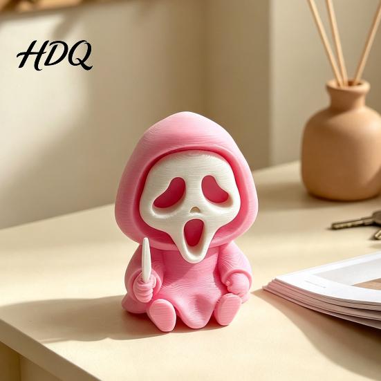 Cute Dark Aesthetic Room Accessories Halloween Ghost Statue Cartoon Skeleton Sculpture 3D Printed Textures Miniature Gothic Home Decoration Compact