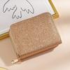 Portable Mini Size PU Wallet Starry Shiny Double Zipper Organ Card Bag Solid Color Multi-card Slot Coin Purse for Women