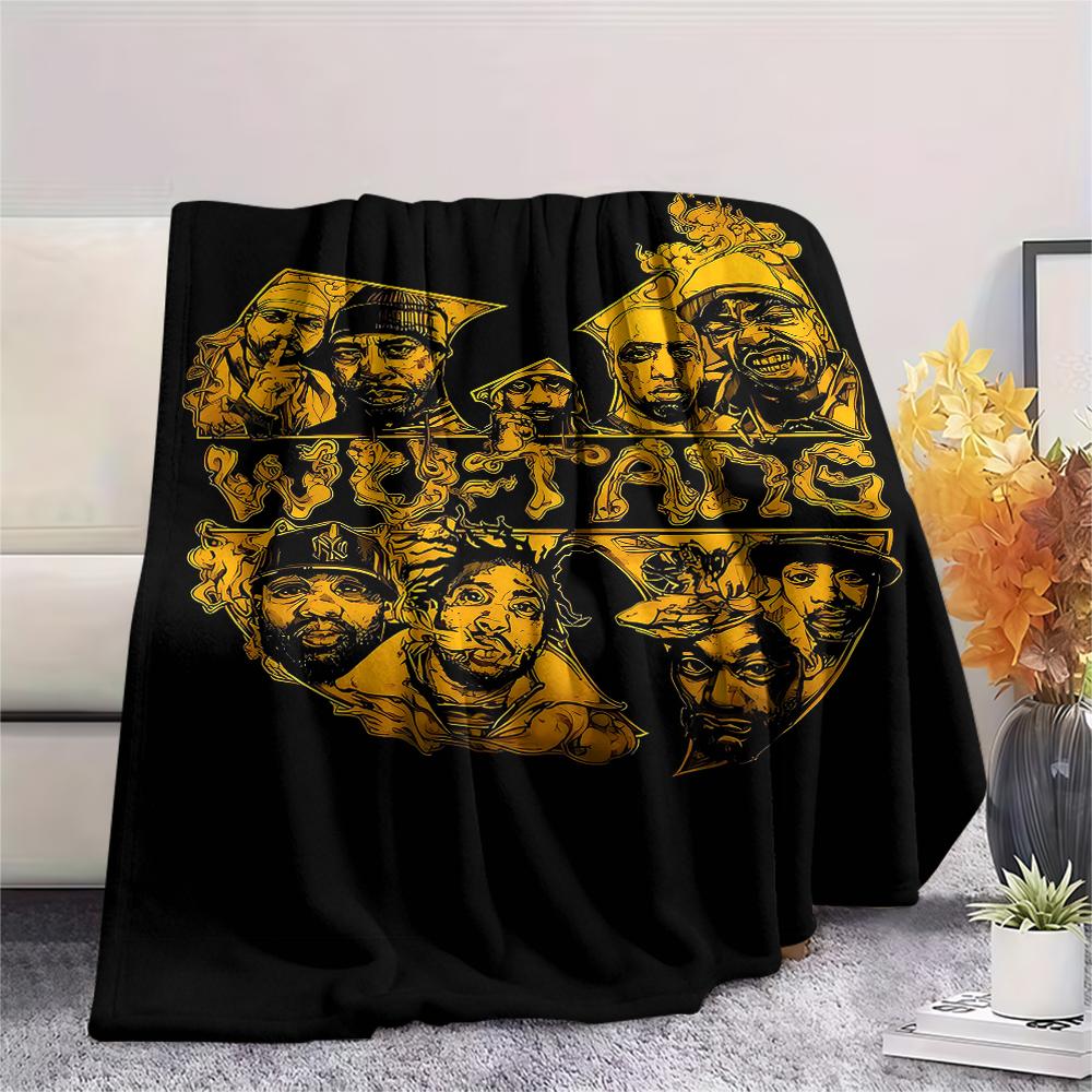 1PC Wu-Tang Clan Print Flannel Blanket, High quality All Seasons, Home Decor, Warmth and Comfort, Perfect for Christmas Gifts