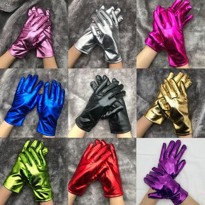 Etiquette Shiny Women Leather Gloves Cosplay Gothic Punk Driving Gloves Thin Style Wedding Gloves Party