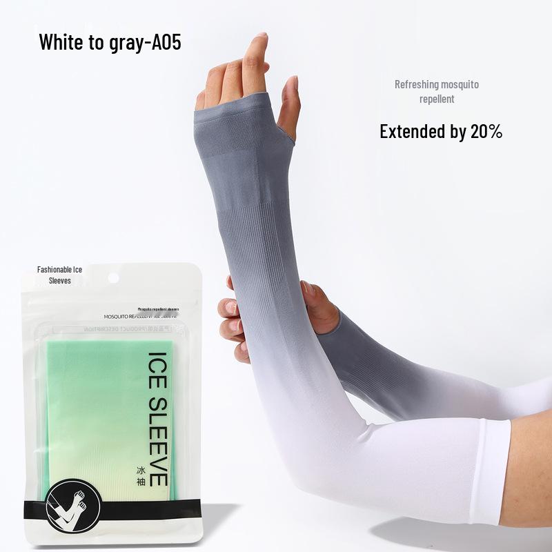 Custom UV Protection Ice Silk Arm Sleeves for Men & Women – Long, Solid Color, Summer Outdoor Wear