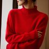 Spring Loose Semi-Turtleneck Wool Solid-Color Knitted Sweater With Curled Edges And Thin Bottoms