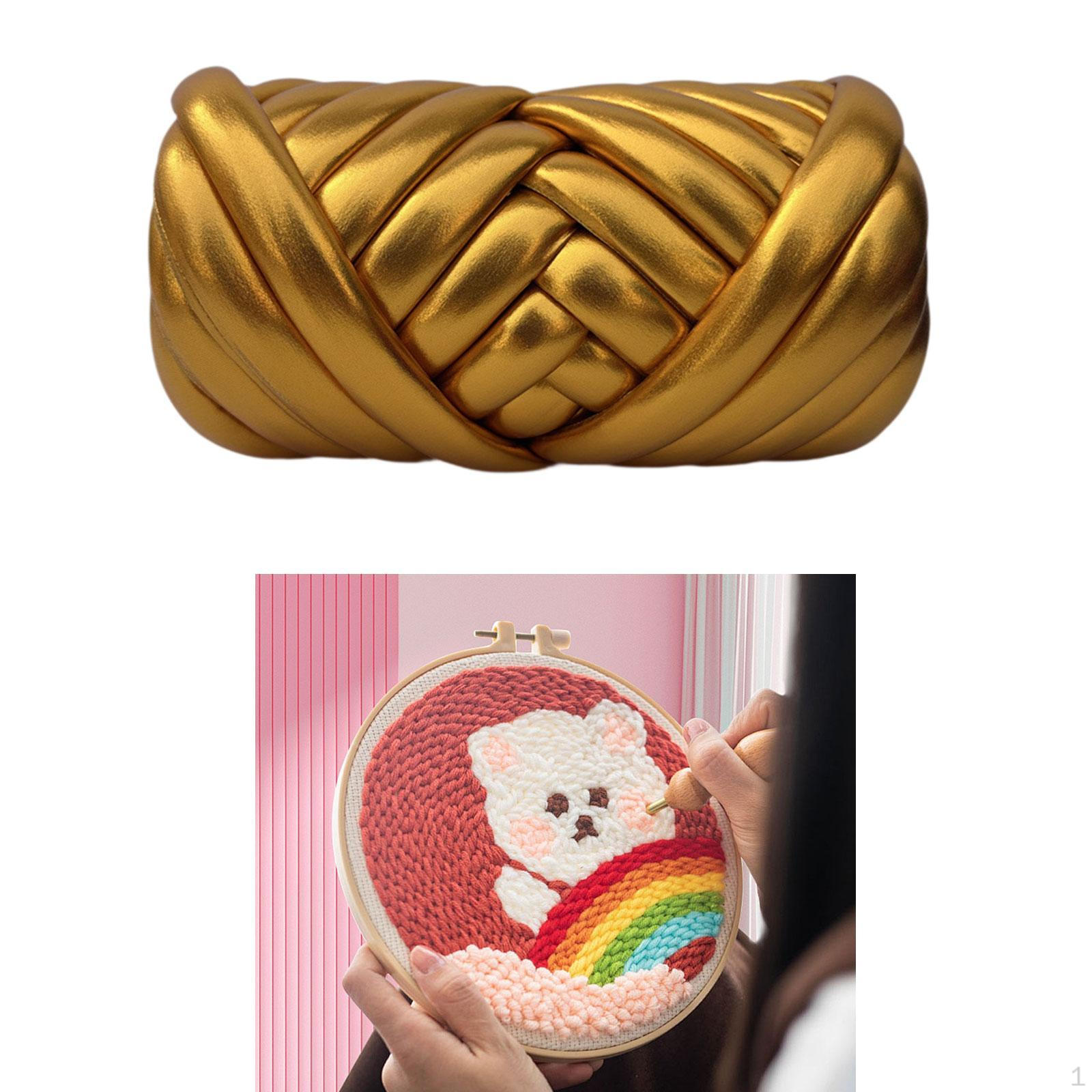 

Товста пряжа Об ємна Довжина 590 дюймів Вага Джамбо Трубчаста для кошиків Килимарства Макраме Gold