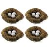 4Pcs 4.7" Bird Nest with 12 Artificial Bird Eggs&4 Packs of Moss Birds Nest Fern Birds Nest  Yard