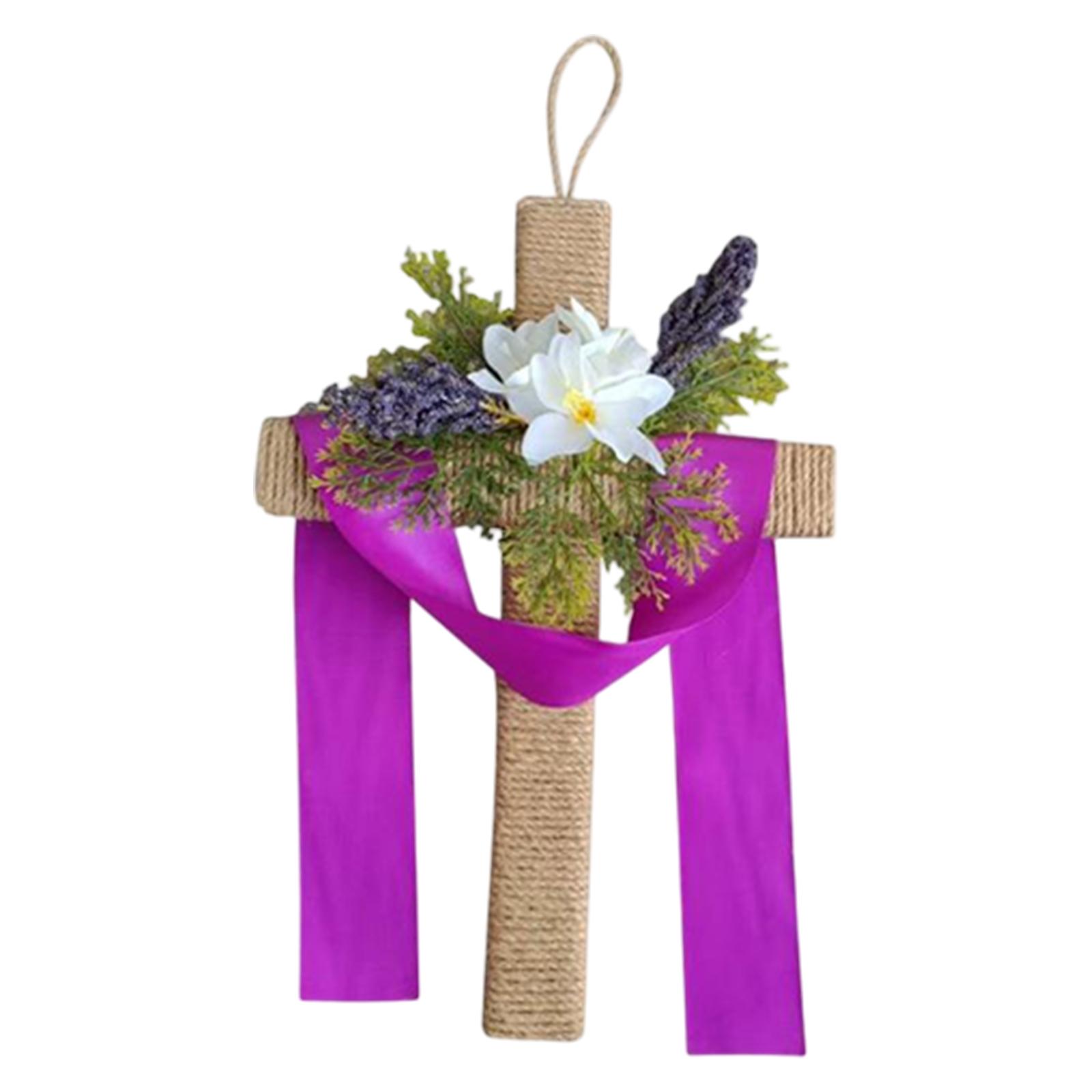 

Easter Cross Door Hanging Purple Porch Decoration Spring Easter Party Pendant one size