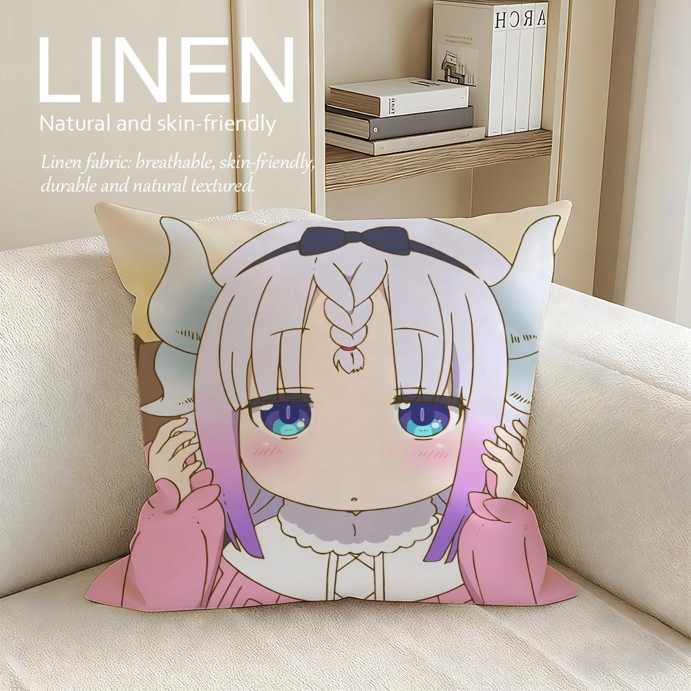 Miss Kobayashis Dragon Maid Cushion Cover Linen Decorative Pillowcase Set Pcs x Breathable Washable Sofa Cushion Cover