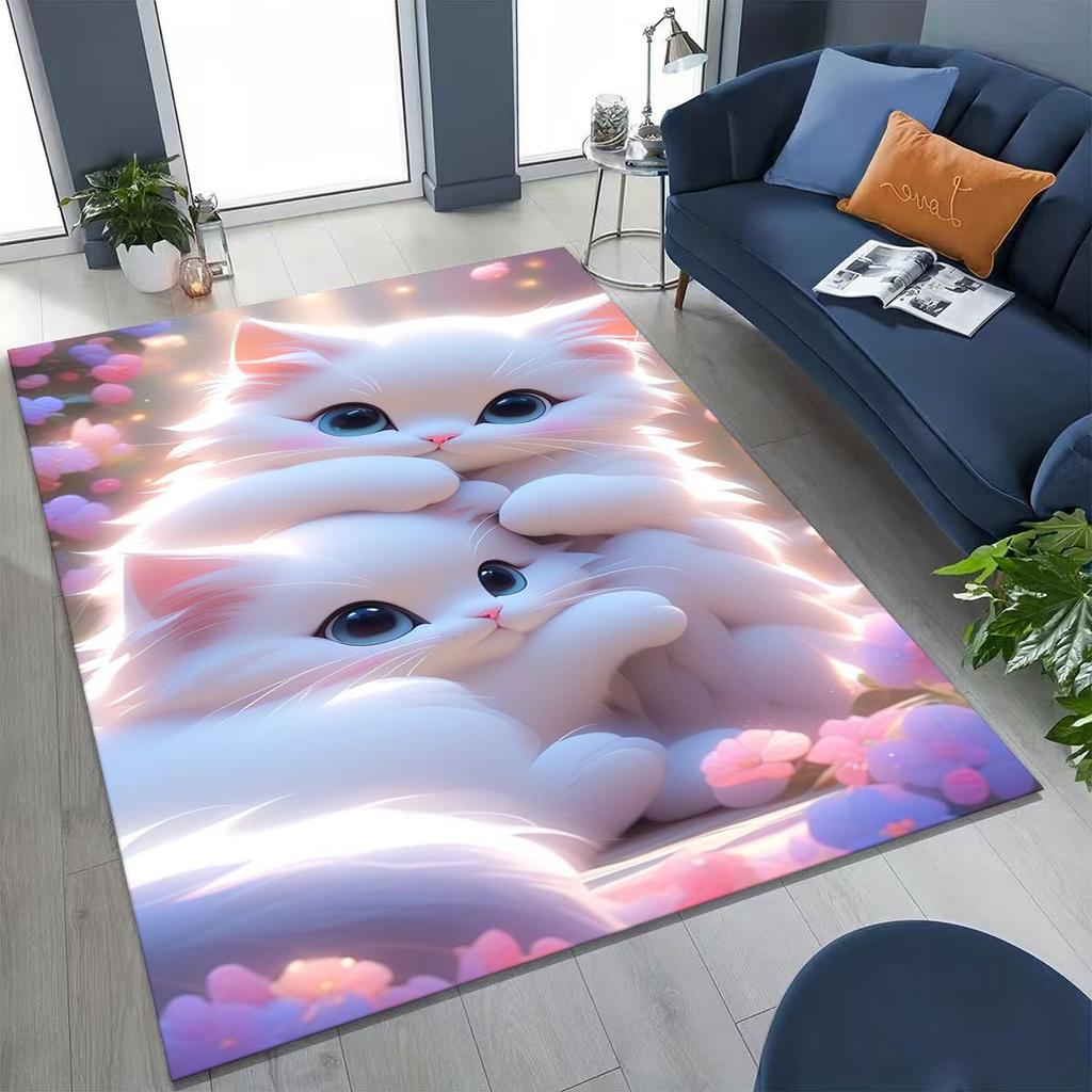 Neuer Niedlicher Katze Kätzchen Miau Cartoon Teppich für Schlafzimmer Wohnzimmer Sofa Zuhause Fußmatte Dekor, Große Kinder Spiel Anti-Rutsch Bodenmatte