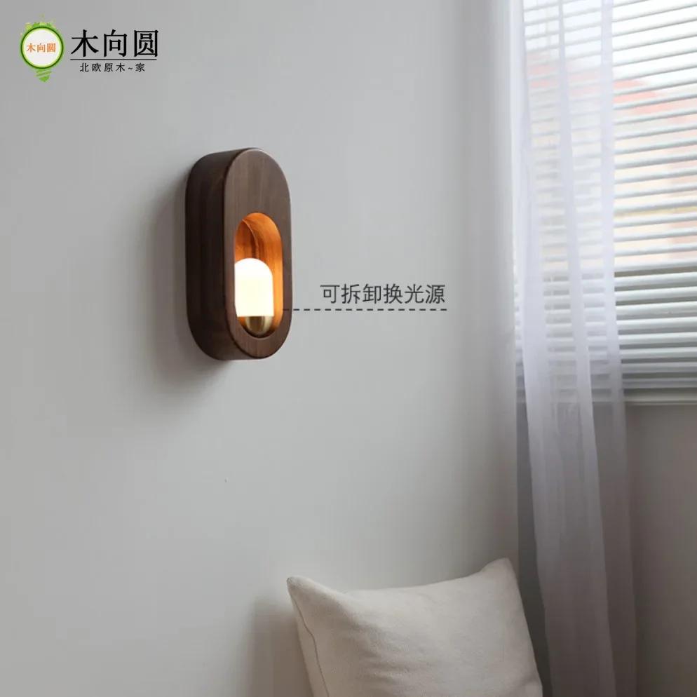 Wooden Led Wall Lamp For Bedroom Living Room Bedside Modern Interior Home Decor Corridor Foyer Stairs New Background Night Light