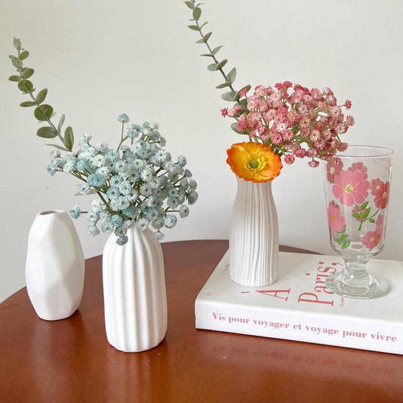 13Cm Mini Vase White Ceramic Vase Hydroponic Flower Arrangement Vase Nordic Flower Pot Home Desktop Decoration Room Ornaments