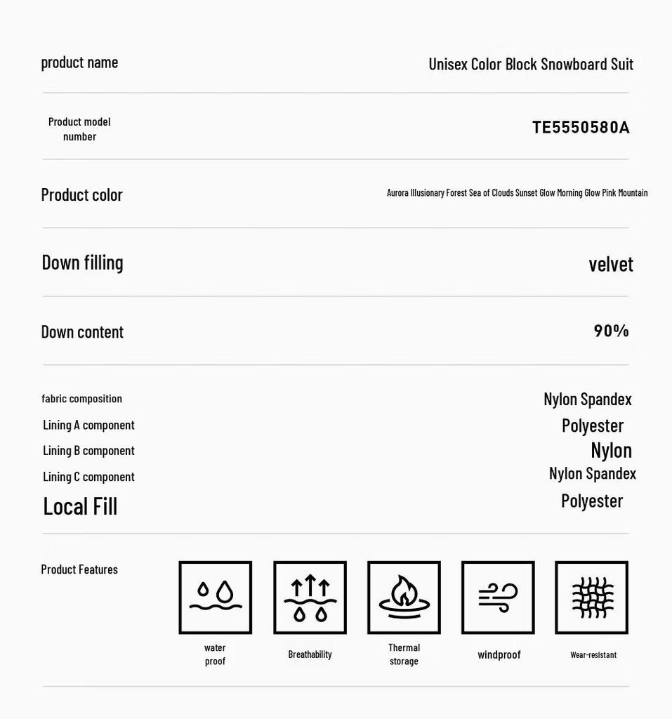 Tambor Unisex Goose Down Spliced Hooded Short Ski Jacket