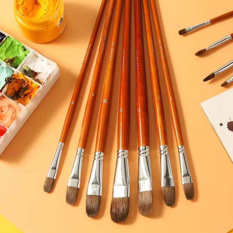 JOWOART 6 buc Perie pentru acuarelă Păr de nevăstuică Pix pentru vopsea artistică pentru îmbinări speciale Linie acrilică Stilo cu ulei Copil Începător Materiale pentru set de vopsea guașă