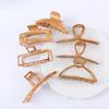 Metal Hollowed Fashion Design Wood Color Wood Grain Hair Claws Shark Grab Clip Women Hair Accessories Korean Style Hair Claw