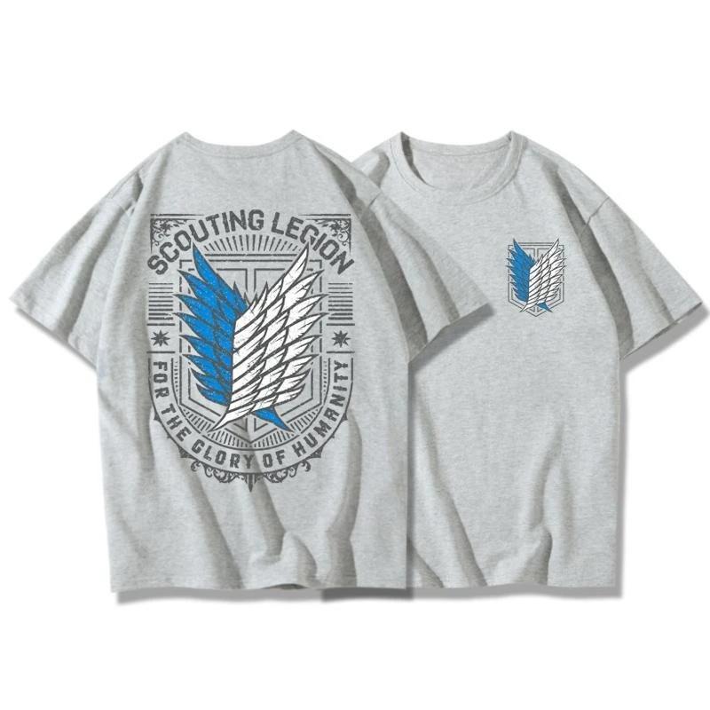 Tričko Attack Titan s animací "Wings of Freedom" Periferní Retro Krátký rukáv Pár Čistá Bavlna Potisk Harajuku