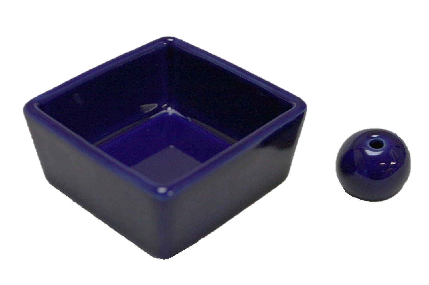

Ruri Dark Blue Incense Holder, Modern Ceramic Square Bowl, ACS WEB SHOP