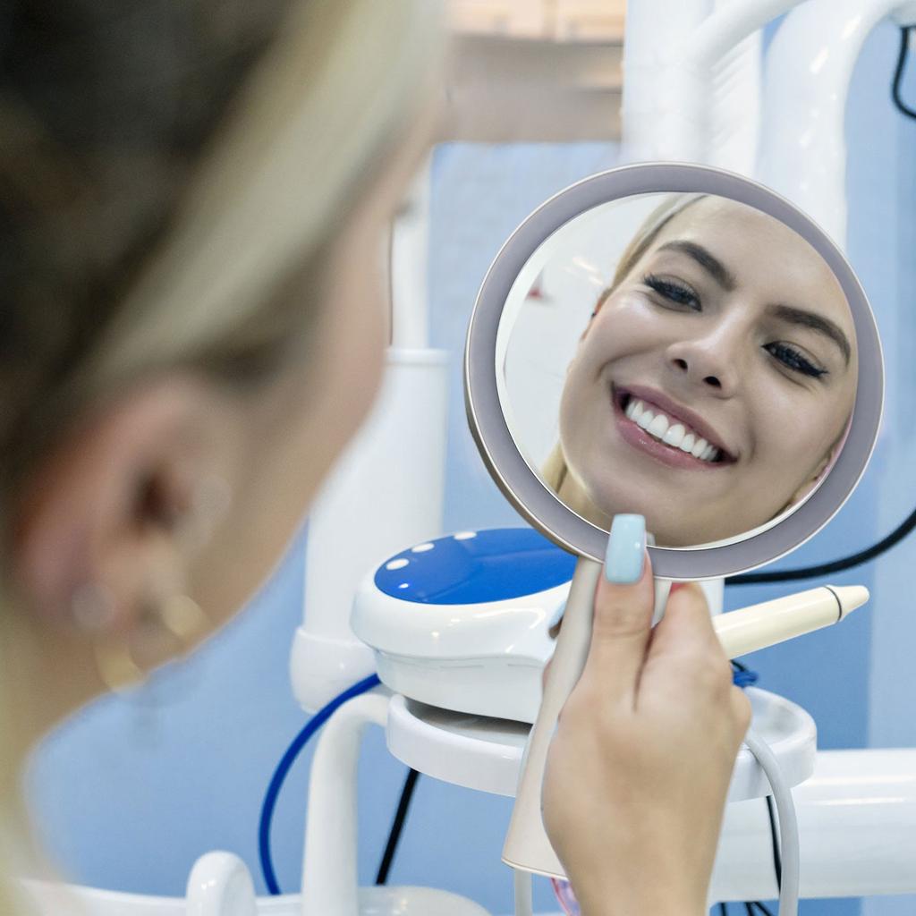 Portable Handheld Makeup Mirror With Double-sided Light Charging, Travel Desktop Folding Led Makeup Mirror